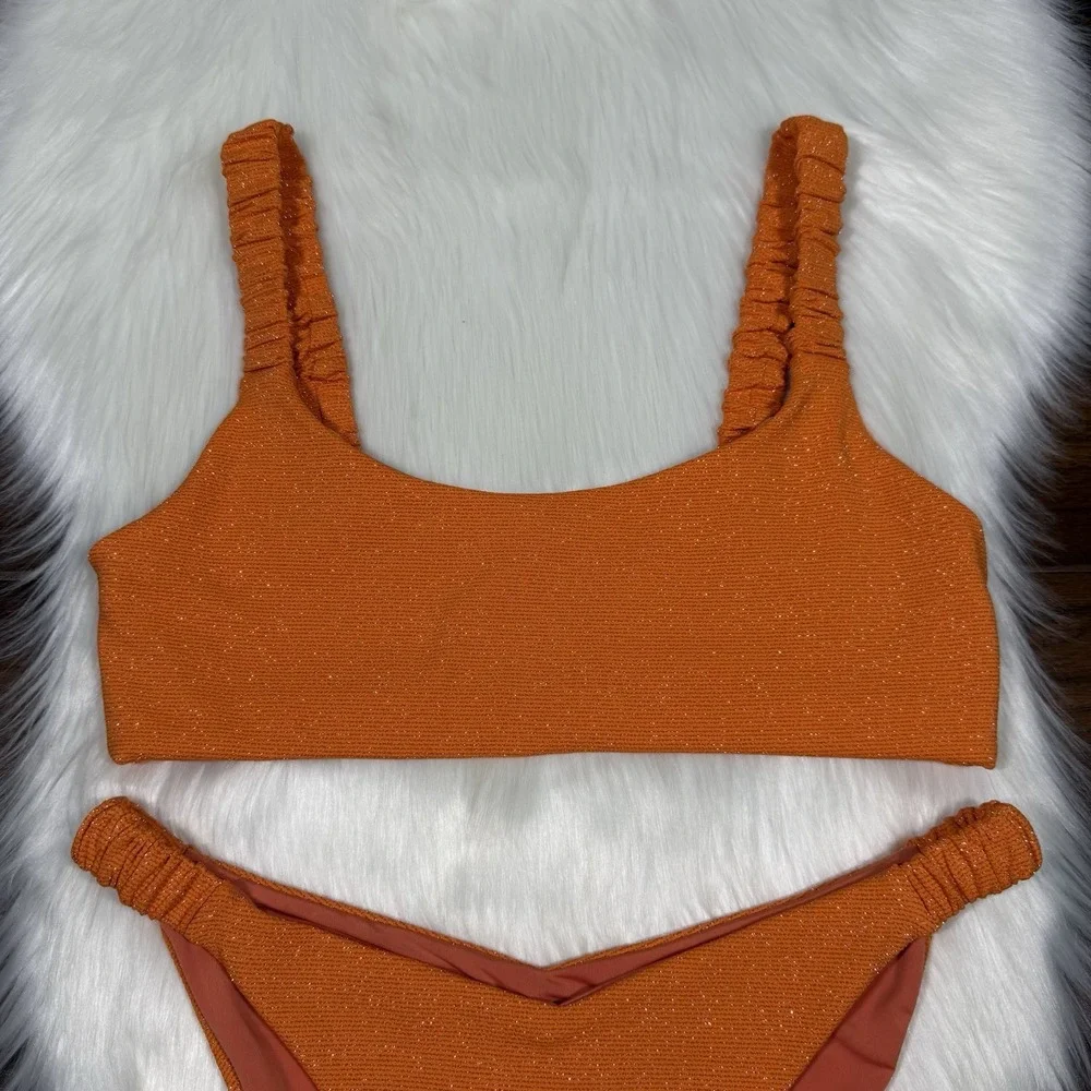 Beach Riot Size XL Orange Haze Phoebe Bikini Bottom & Effie Top 2 Piece Swim - Picture 2 of 11